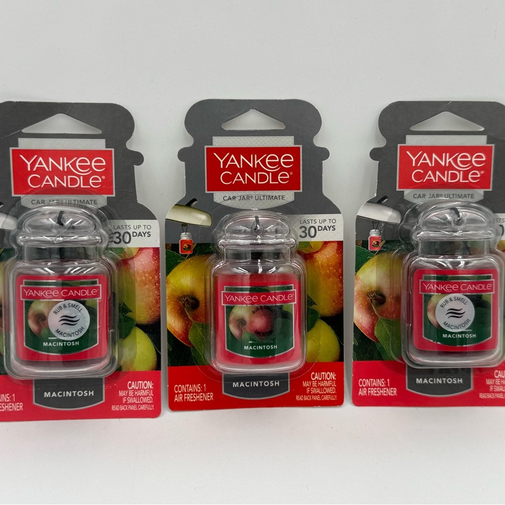 Yankee Candle Car Jar Ultimate Air Freshener, Macintosh Apple 3-Pack